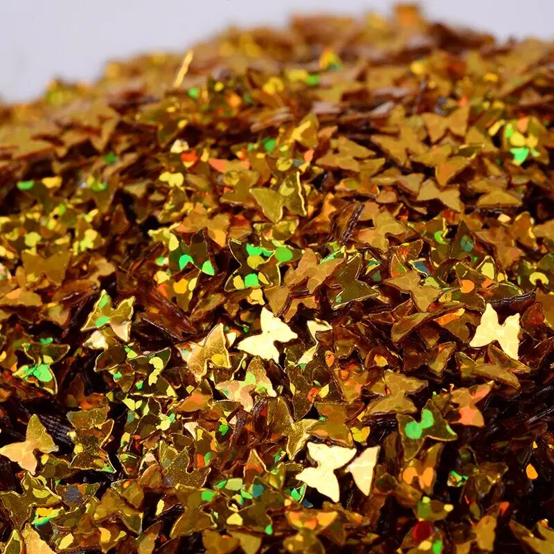 1 Kg Little Butterfly Colorful Iridescent Laser Flakes Slice Round Shape Mixed Sequins Custom PVC PET Loose Glitter Sequin