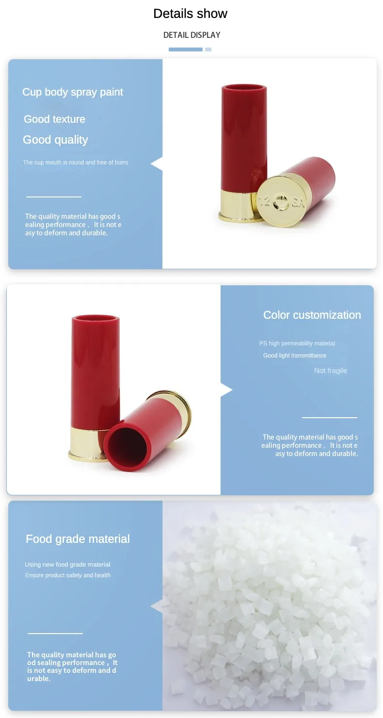 can custom logo 1.5oz 45ml 12GA plastic ps tequila glasses American soldier bullet shot cup glass For Strong Vodka