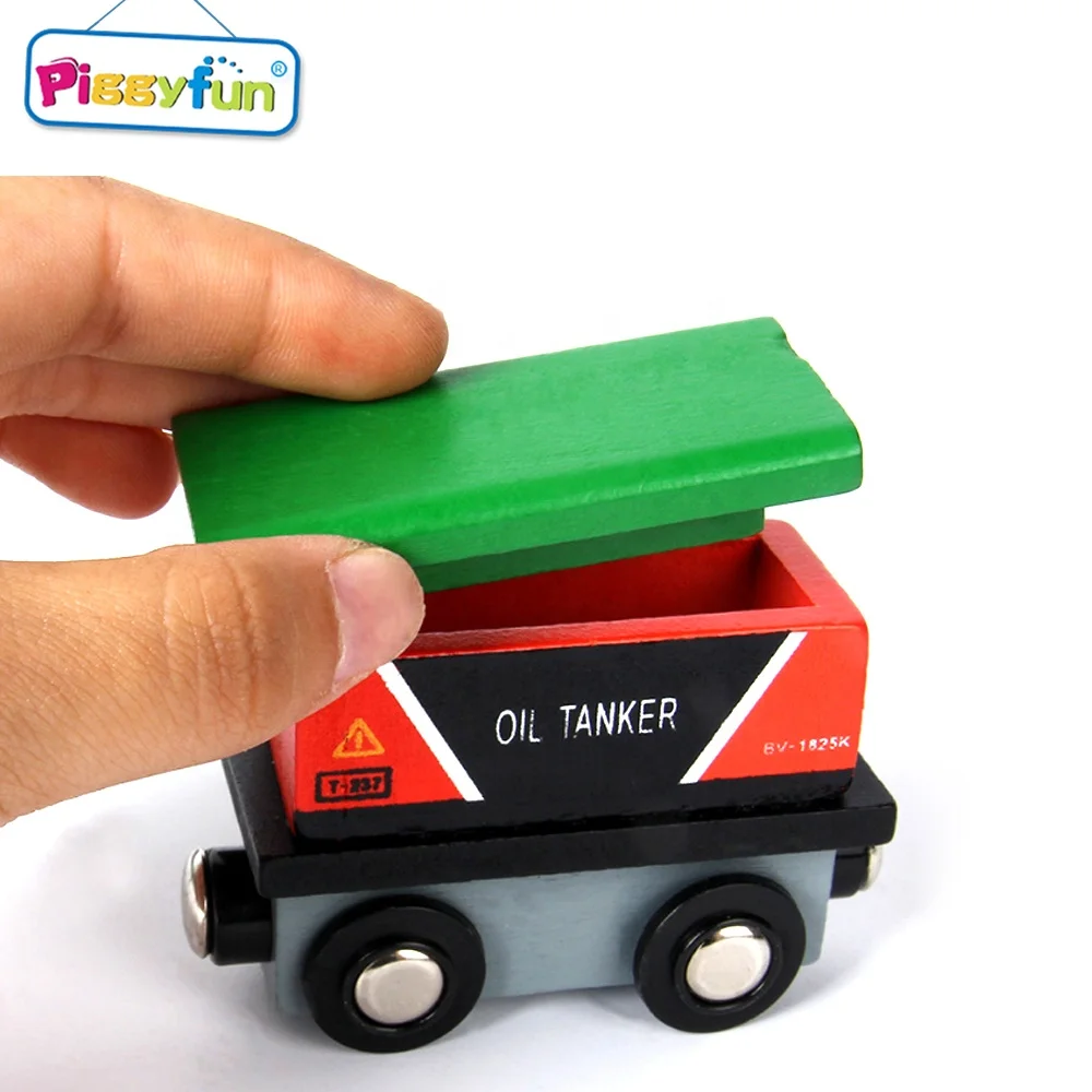 Kids educational toys cartoon wooden magnetic railway train tracks set