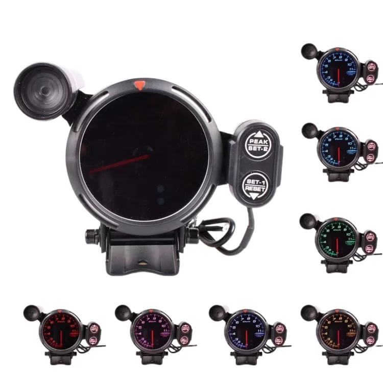 LED Instrument Display Defi 3.75 Inch 7 Colors 0-11000 RPM Stepper Motor Tachometer RPM Gauge 12V With Shift Light For Auto Car