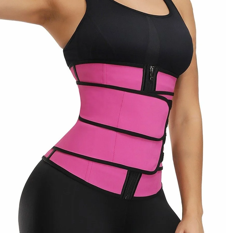 Women Jogging Wear Lose Weight Slimming Belt Neoprene Sauna Sweat Double Belt Neoprene Waist Trainer With Custom Logo