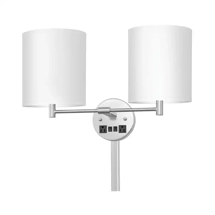 LED Light Interior 2 Light Wall Sconce Hotel Room Bedside 2 Switch 2 USB Wall Lamp for Livingroom Bedroom