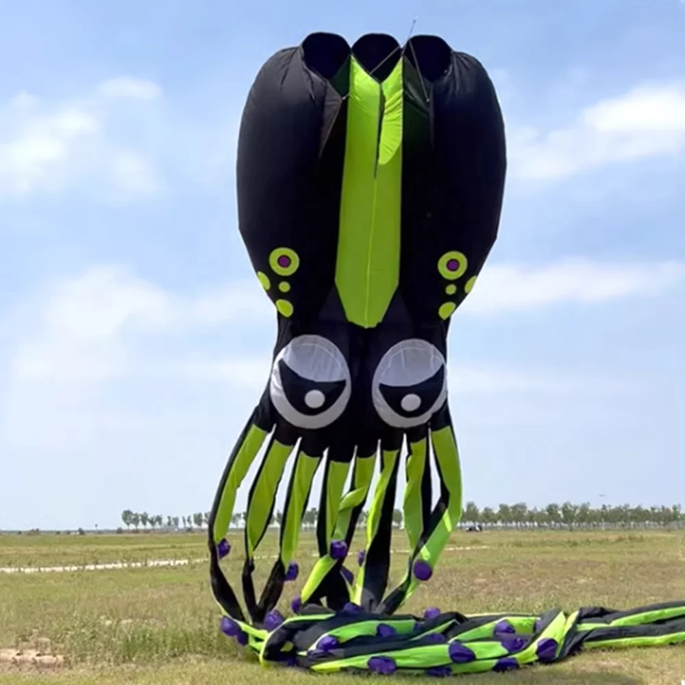 Wholesale 18m  chinese flying 3D nylon inflatable  octopus parafoil soft beach kite for sale