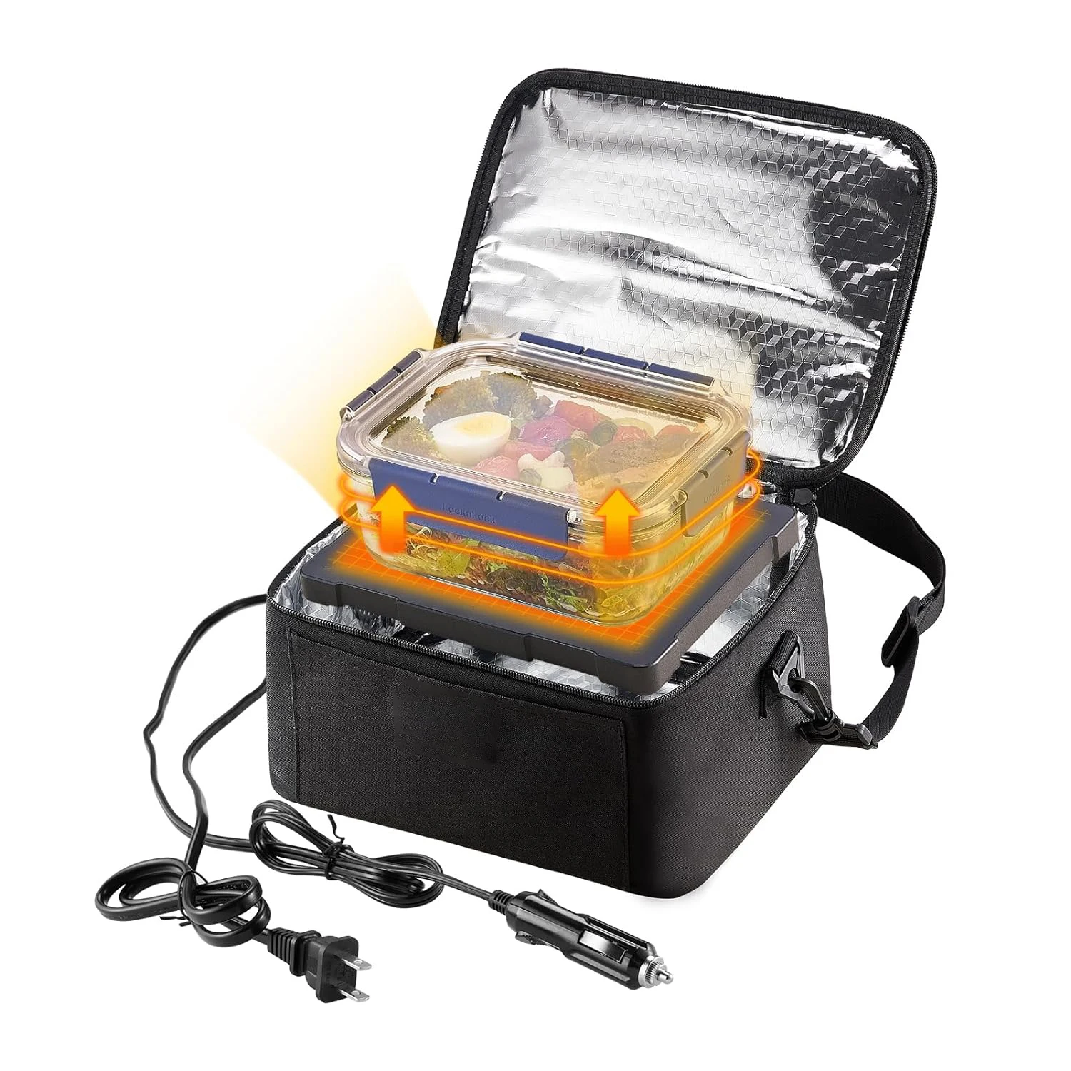 3-in-1 Portable Oven, 12V/24V/110-120V Portable Food Warmer, 80W (Max 100W) Portable Mini Personal Microwave, 2QT