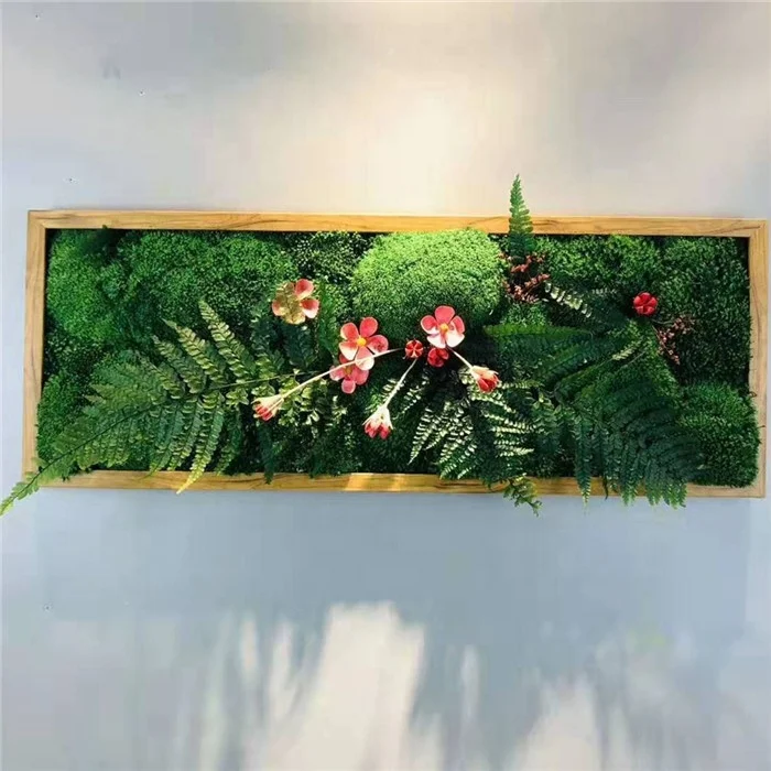 High Quality Real Natural Soft Everlasting Preserved Moss Wall Hanging Framed Green Moss