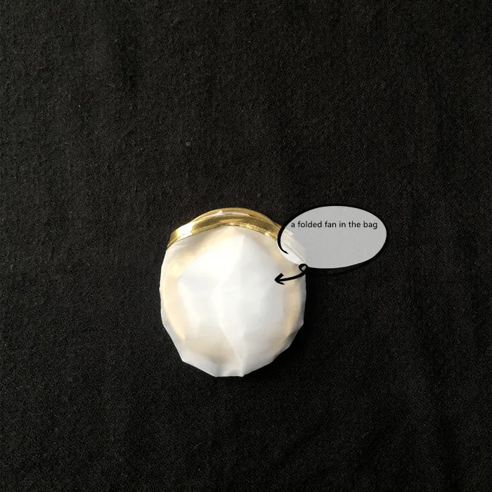 Golden 25cm blank polyester round foldable disc fan gold border rim mini pouch for sublimation