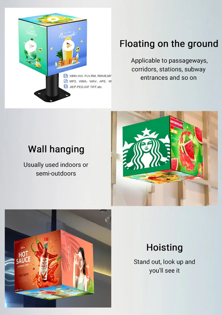 Outdoor Led Cube Screen Sign Square Corner Angle Display