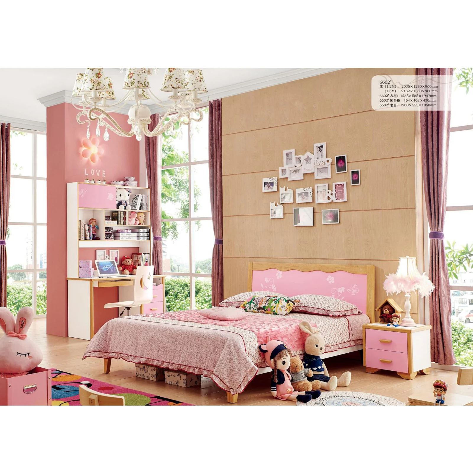 
 ULT-YS-6602 Европейский стиль детская мебель для детской спальни, современный дизайн, прекрасный ветер кровать принцессы детская кровать  