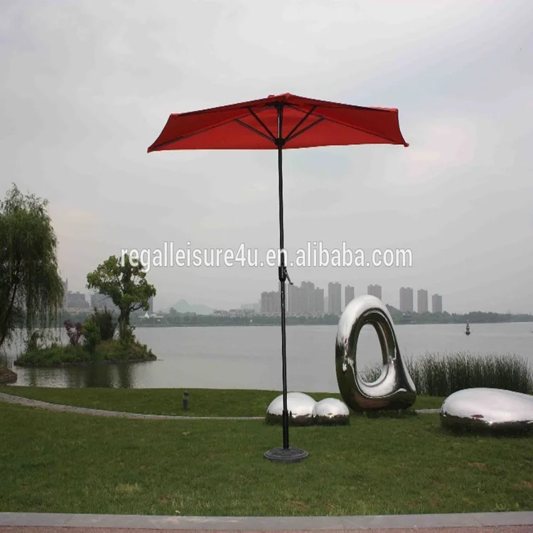 9 Feet Steel Half Patio Umbrella with Crank( Tan,Red,Green,Blue)