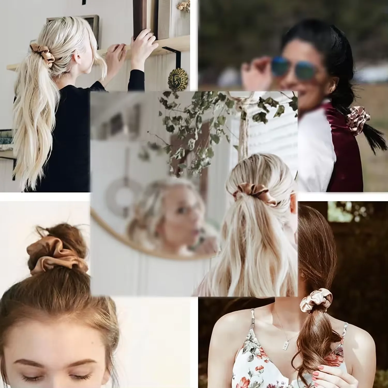 Factory Supplier Luxury Silk Hair Scrunchies 5cm 6cm Elastic Band Fashion Girls Soft Smooth Satin Hairband Women Scrunchy