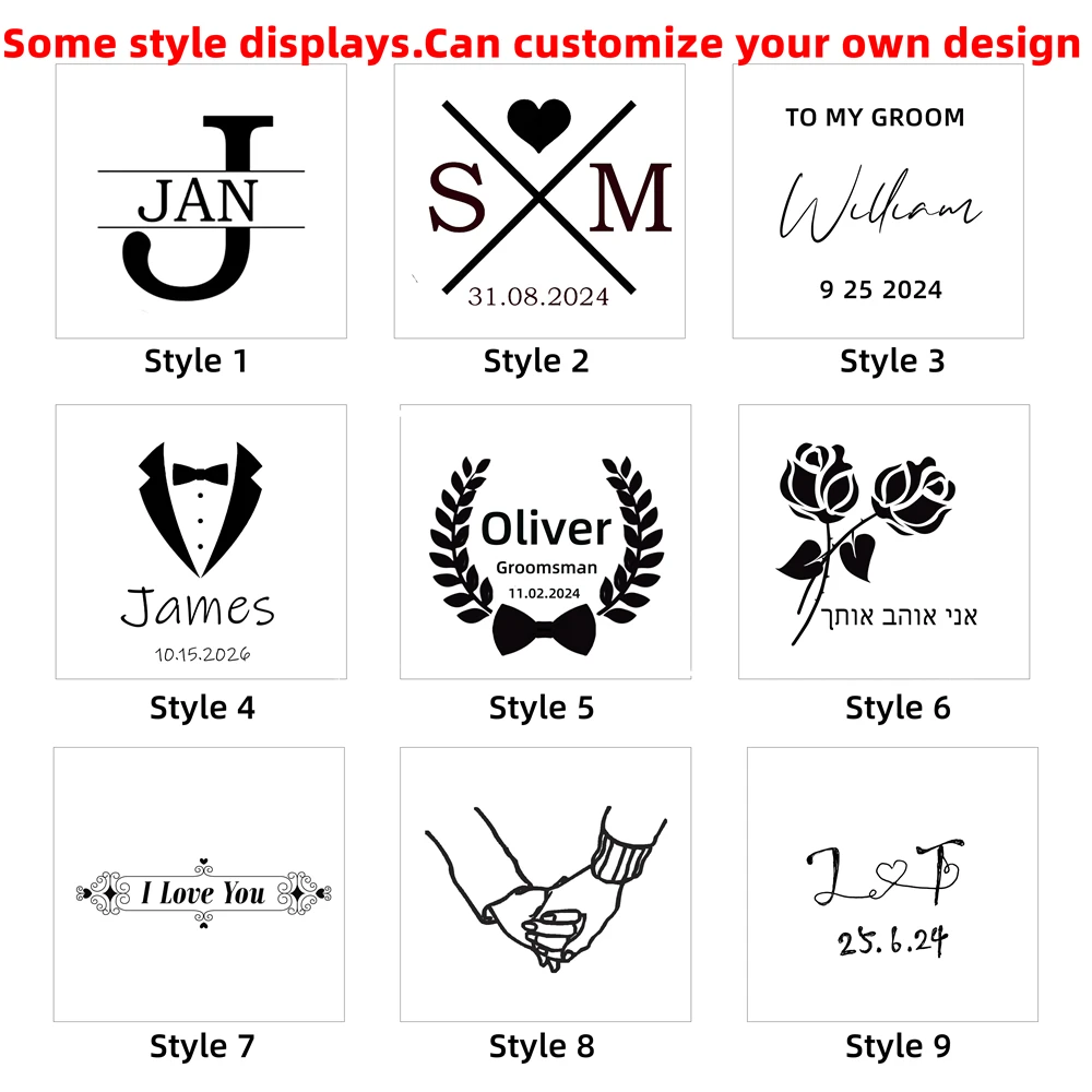 Custom Engraved Logo Gift Personalised Name Wedding Groomsmen Tie Clip with Cufflink Wooden Box Set for Men