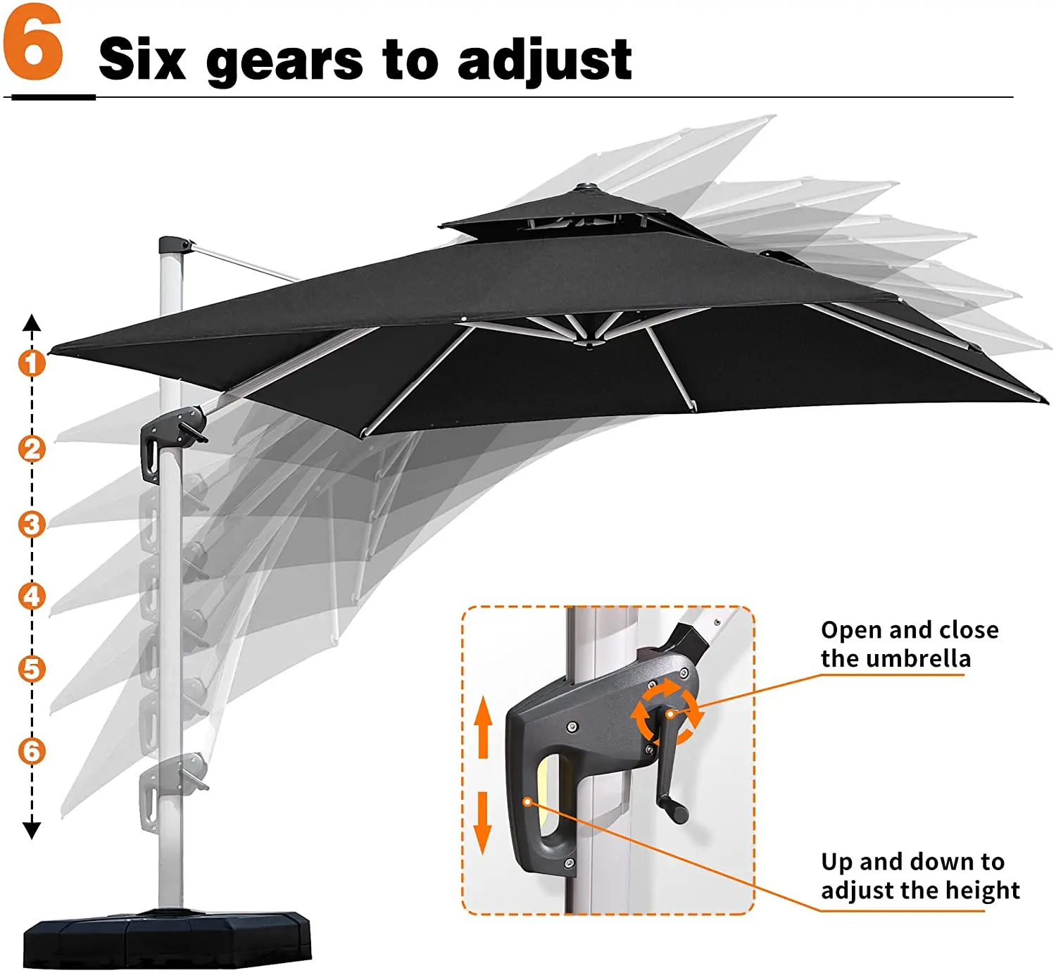 High Quality 3*3m Auto Royal Style Rotate 360 Design Garden Cantilever Sun Shade Outdoor Parasol Roman Umbrella
