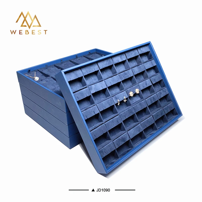 Webest Large Capacity Ring Display Tray Jewelry Flannel Presentation Tray Jewelry Storage Tray