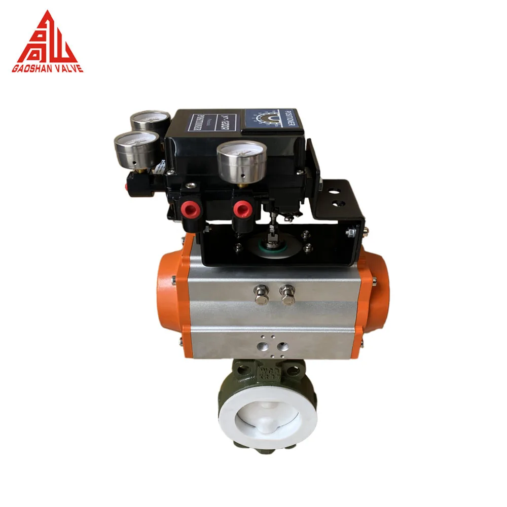 Pneumatic Actuator PTFE Lined Wafer Butterfly Valve With YT1000 YT1200 Positioner 4-20Ma