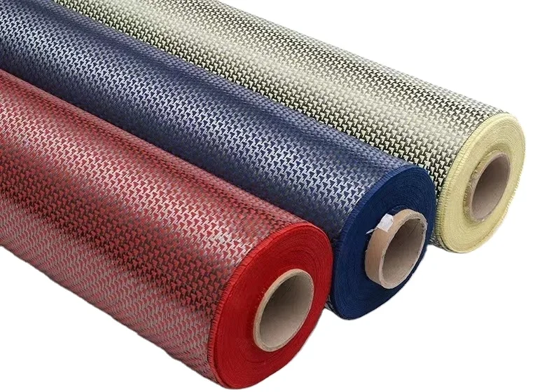 Red colorful carbon aramid fiber fabric