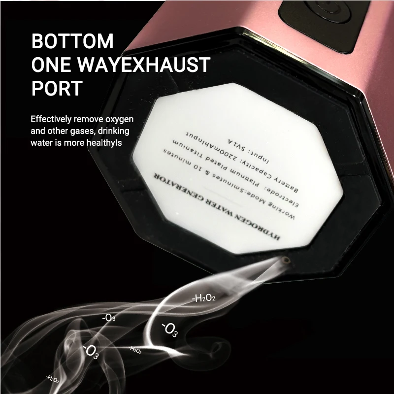 CAMAZ Negative Ion Detachable Hydrogen-rich Water Bottle Ionizer Portable Inhaler Hydrogen Water Generator With Glass Bottle