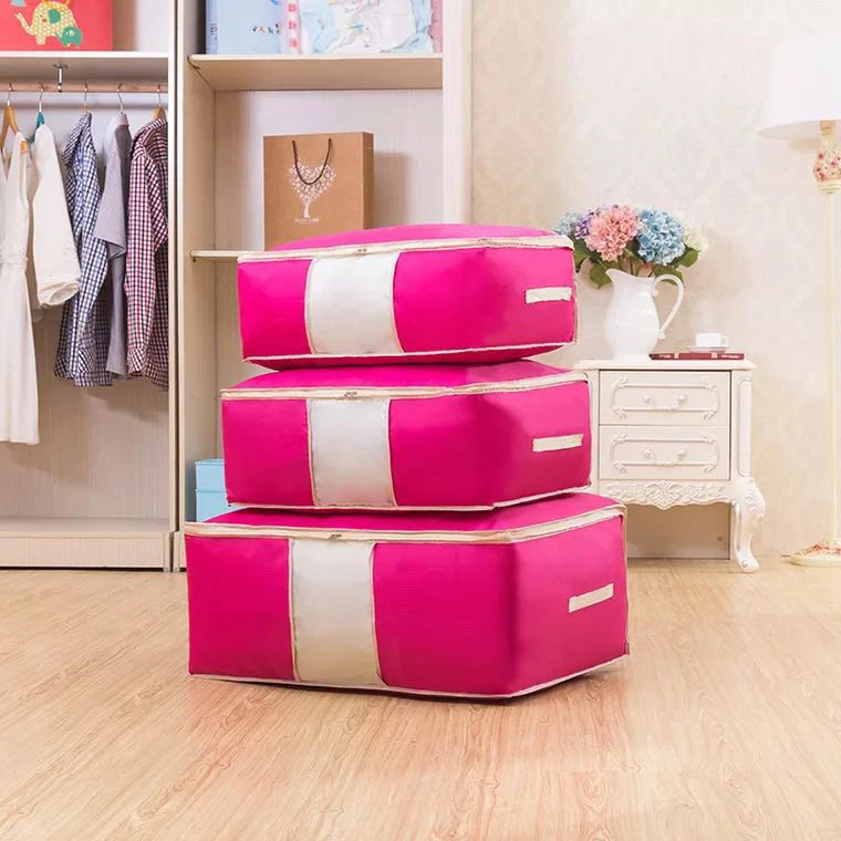 Бесплатный образец, складной прочный органайзер из ткани Оксфорд для хранения одеял, одежды, Сумка с окошком из ПВХ