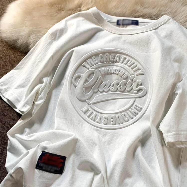 High Quality 3d Embossed t Shirt Manufacturer Premium Supima Cotton T-shirt Graphic tee Custom Logo Heavyweight tshirt t Shirt