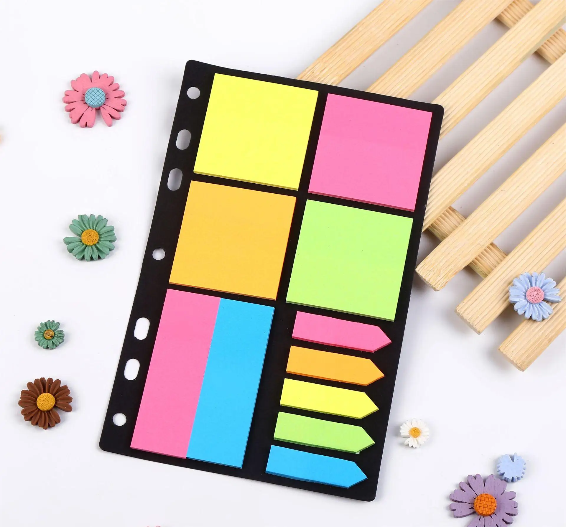 YIHENG Custom waterproof plastic sticky note fluorescent color ruler square memo pad school supplies index tabs bookmark