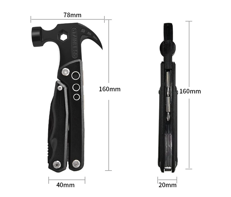 Multitool Hammer Folding Survival Tool 12 in 1 All One Multi Mini Small Gadget Car Multifunctional Stainless Pliers Knife