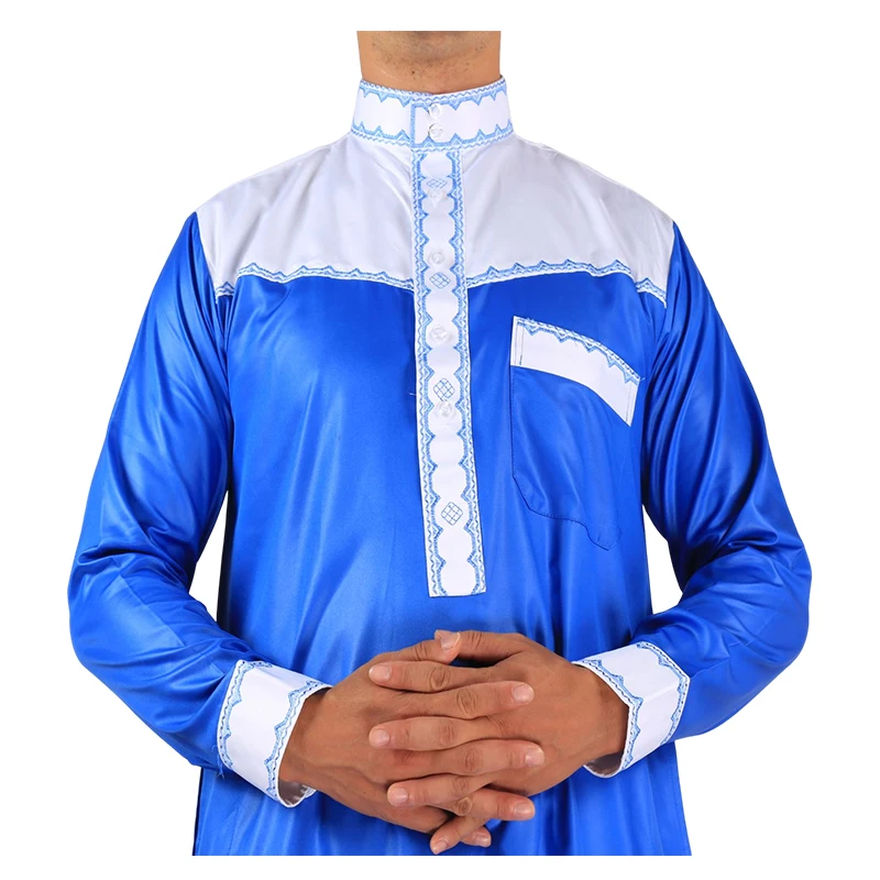Arabic Men Robe Khal Brand Long Sleeve Polyester Material mix colors Thobe With Pants For Muslim