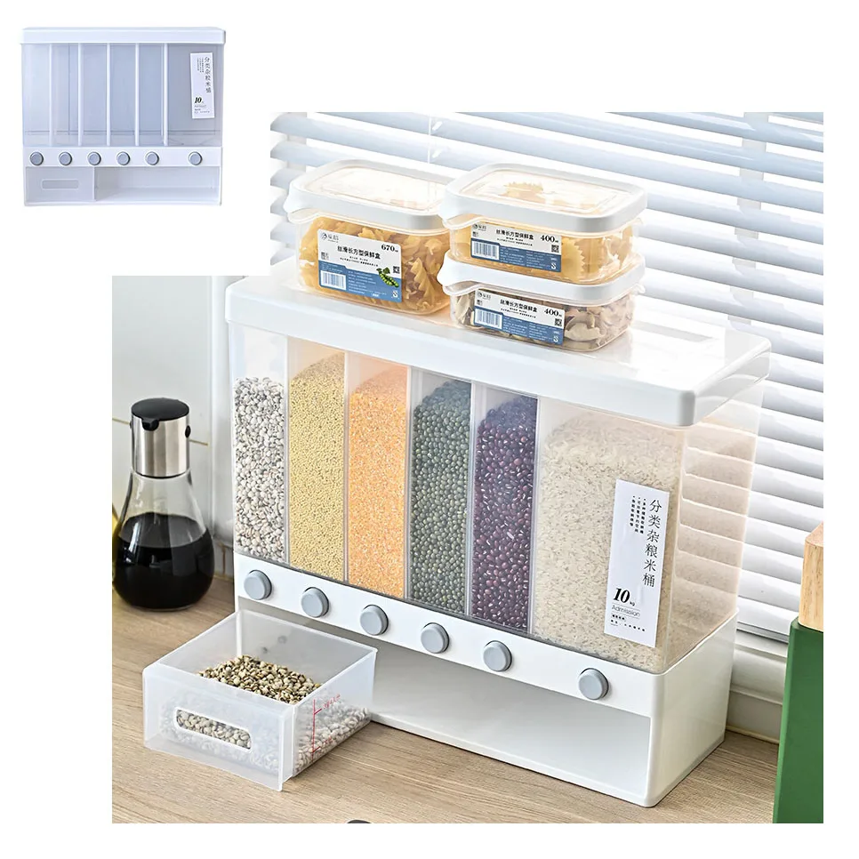 2024 Kitchen accessories tools storage boxes for Bulk Dry Food Rice container Cereal container Wall-Mounted Cereal Dispenser