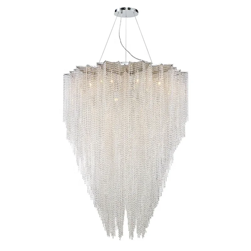 Wedding Hall Luxury K9 Crystal Tassel Drop Long stairwell Chandeliers hot selling good price european style chandelier