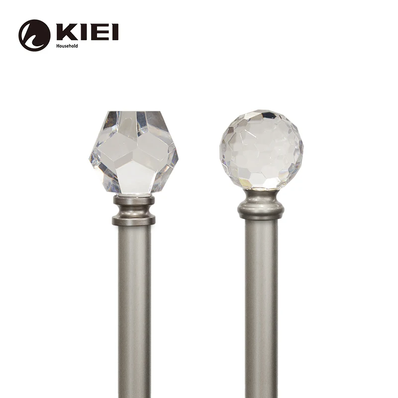 KIEI manufacture fitting room glass curtain rod finial clear glass curtain aluminum pole curtain double