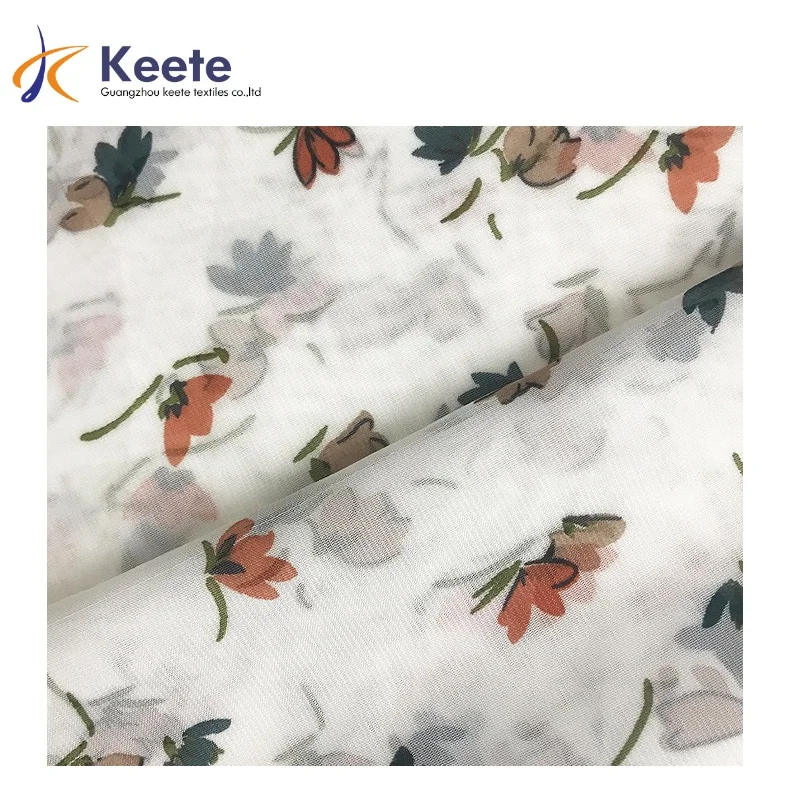 Шифоновая ткань с принтом из полиэстера