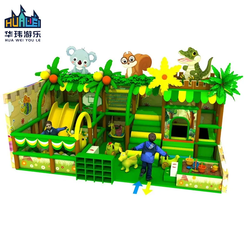 Commercial Children Soft Pay Area Jungle Theme Kids Indoor Playground Equipment With Slide