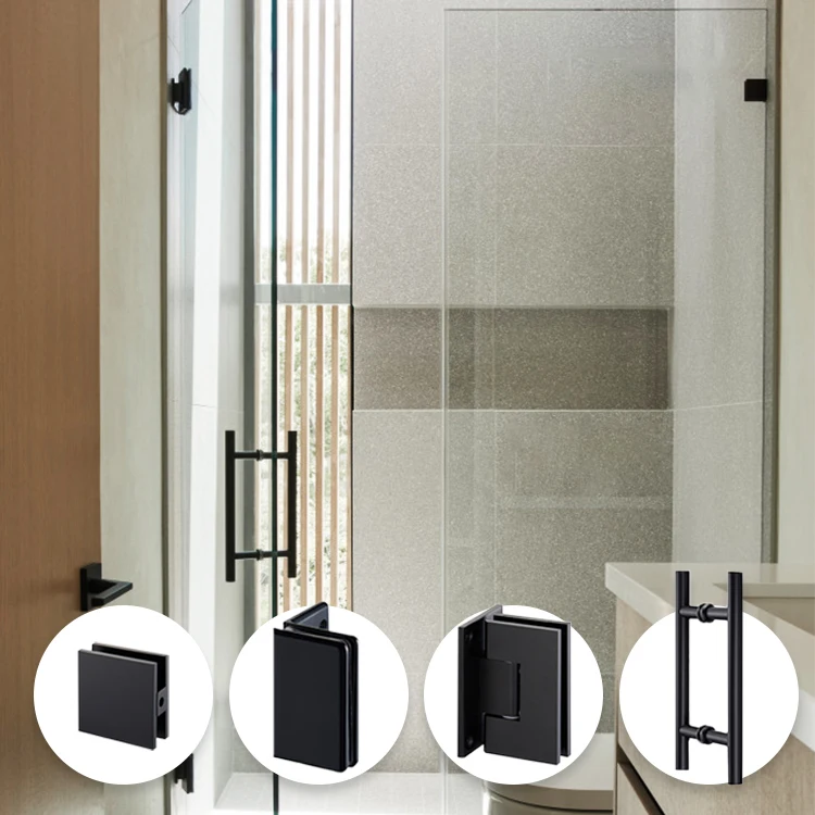 PVD Matt Black Commercial Hotel Project Shower Door Hardware Supplies Pull Handle Stainless Steel Tubular Grip Bar