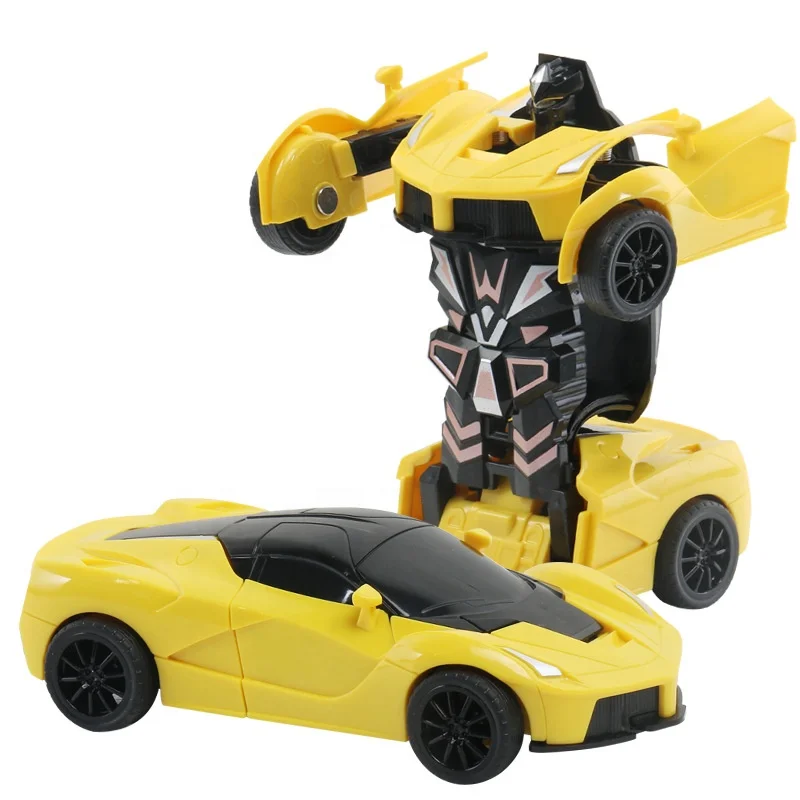 Wholesale cheap plastic kids children automatic robot inertial impaction transformed car toy