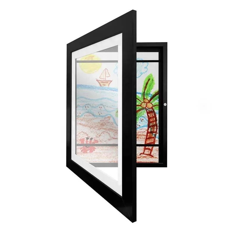 2023 New Design Creative  Kids Artwork Picture Frame Pine Wood Children Drawing Frame Handicraft Kids Art Frames