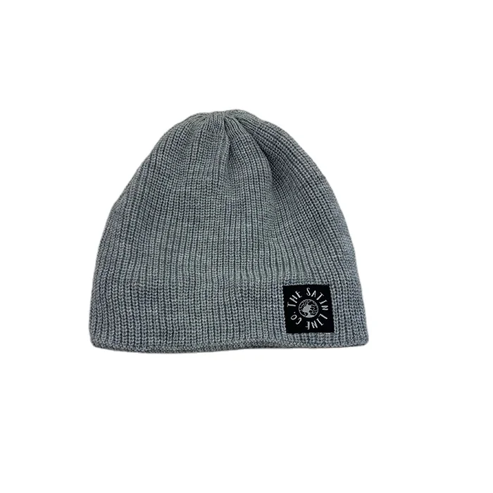 Solid Color Custom woven label Logo Rib Winter Knitted Hats Outdoor Warm winter hat Customize Beanies for Women And Men