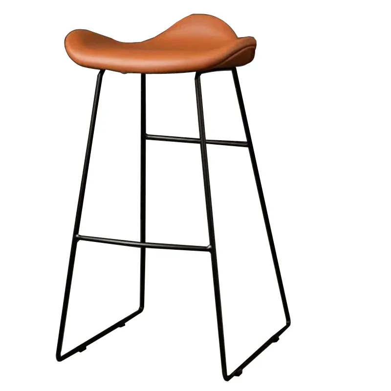 Бесплатный образец высококачественного черного барного стула с железными ножками и кожаным покрытием