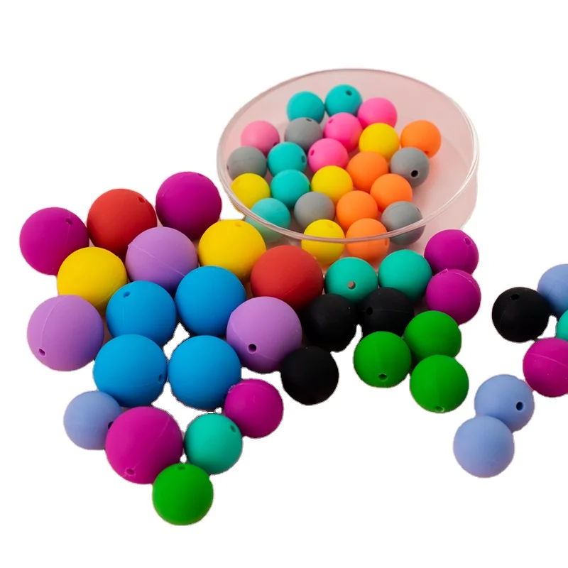 Customized 100% BPA Free Food Grade Silicone Beads for Babies DIY silicone comfort bead chain Silicone Focal Beads