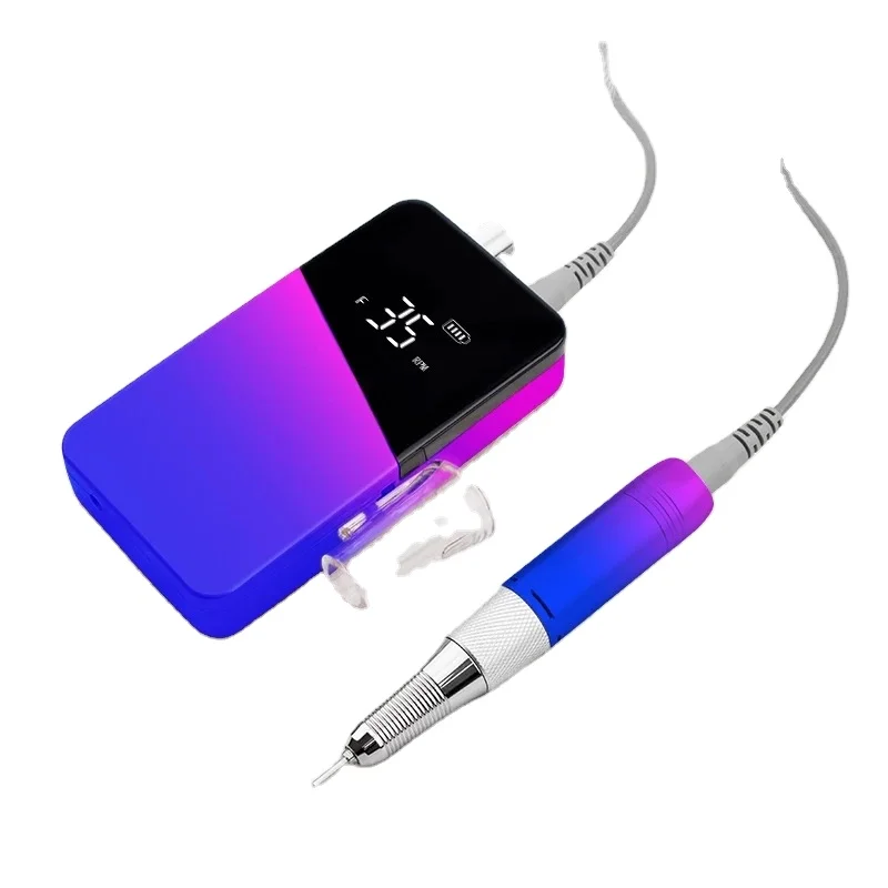 2021 Brand New Gradient Color 35000rpm rechargeable cordless  Portable professional Electric File Nail Drill Machine