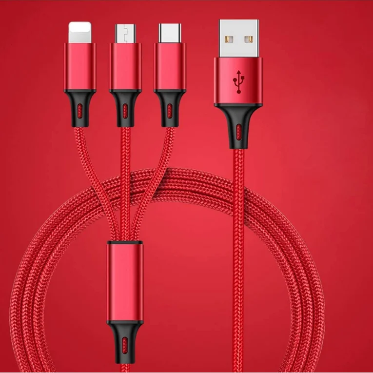  USB-кабель 3 в 1 с нейлоновой оплеткой для