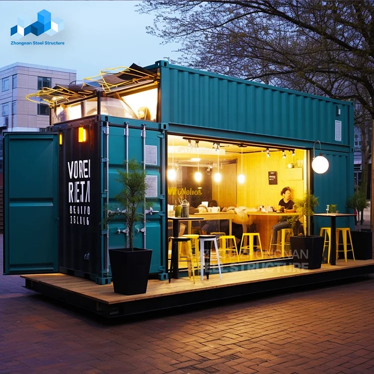 Detachable Custom design mobile houses luxury 20ft prefabricated restaurant modular cafe bar shipping container coffee shop