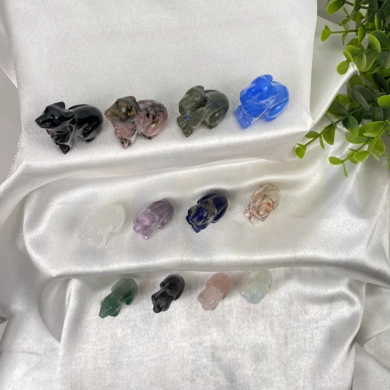 Wholesale natural quartz energy gemstone crystal animal carving wolf for home decoration