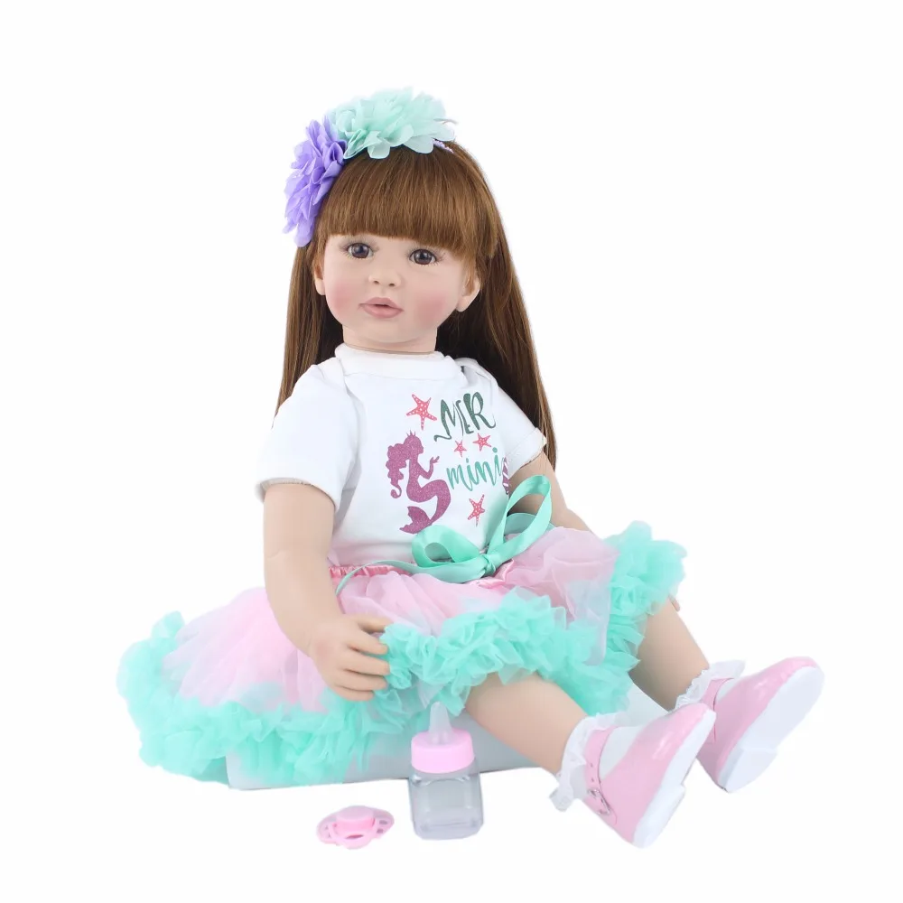 60cm Silicone Vinyl Princess Doll for Kids Reborn Toddler Babies Toy Girl Fashion Birthday Gift