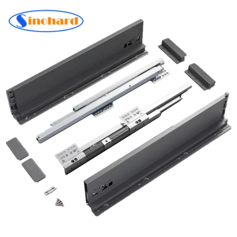 118mm Height Full Extension Soft Close Tandem Box Drawer Guide Double Wall Drawer Slide