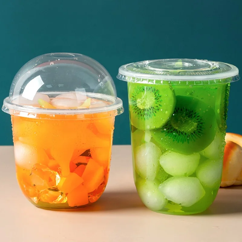 
 Пользовательские RPET/PET одноразовые 12 унций ясные пластиковые u формы йогуртсока холодное питье пузырьковый чай десертные чашки  