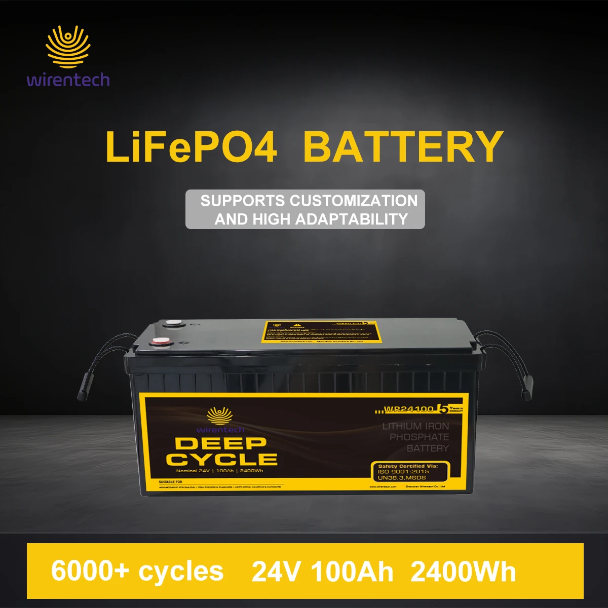 GEL Deep Cycle Energy Storage Rechargeable UPS Batterie Lithium Ion 24V 100ah LiFePO4 Solar Battery Price