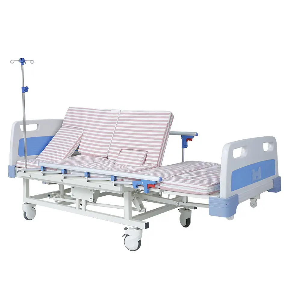 Household multifunctional manual nursing bed medical turning over hospital bed full curved five function medical bed