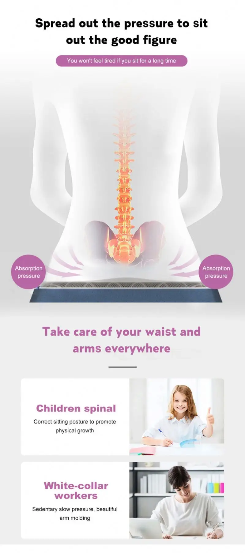 Office Tpe Gel Seat Cushion  Double Thick Cooling Seat Cushion Outdoor Seat Cushion