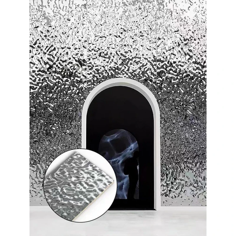 Waterproof Ripple mirror surface Bamboo Charcoal Fiber Flat Board Wood Veneer WPC Interior Wall Panel indoor wall decoration