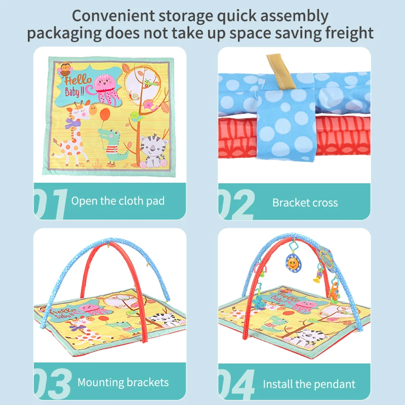 Baby Rectangular Hemming Hanging Toys Baby Soft PlayMat Newborn Sleeping Mat Cartoon Gym Play Mat Blanket Gym Crawling Pad