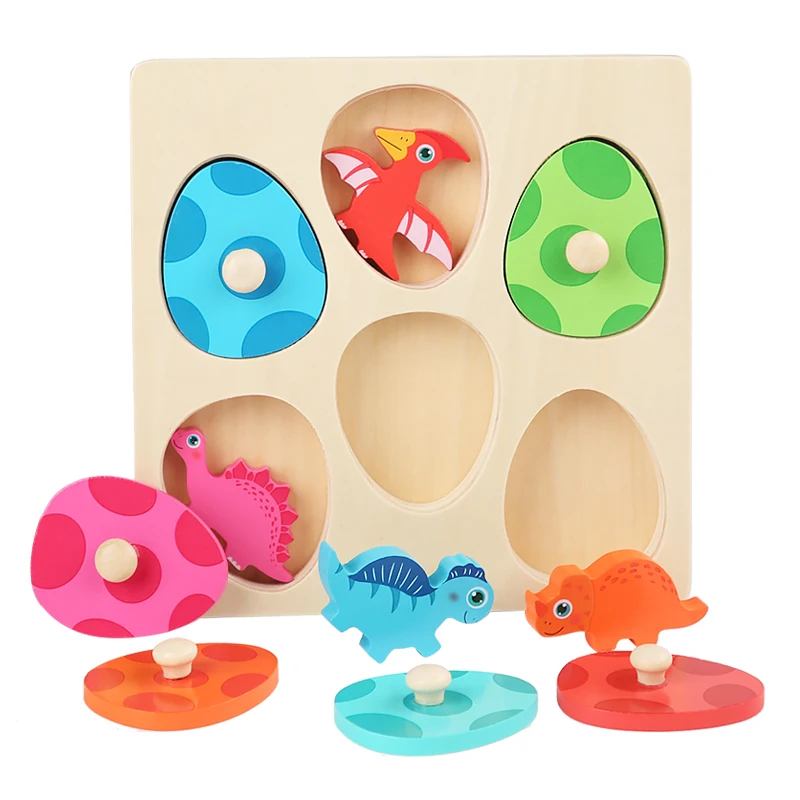 Hot sales Children Color sorting Board Game Toddler Learning Wooden dinosaur Matching Puzzle Toy For Toddlers Kids Girls Boys