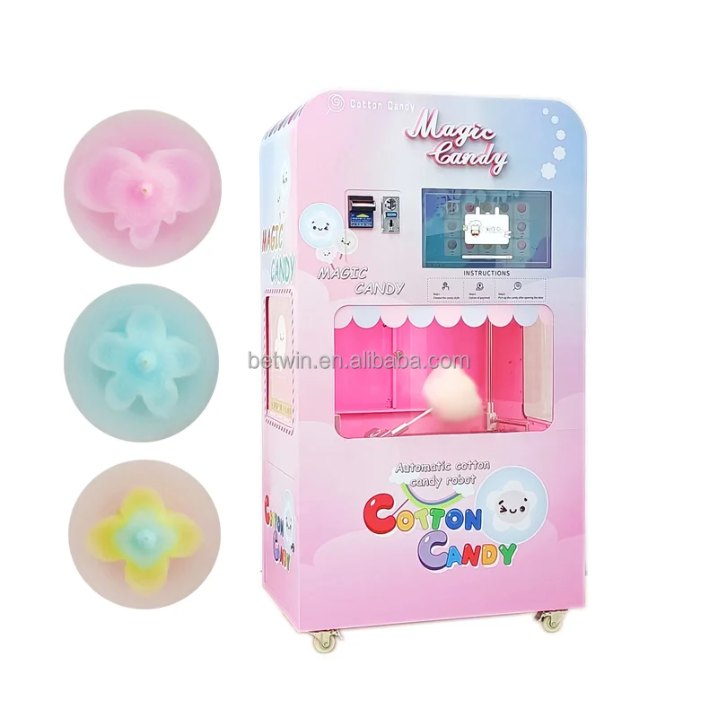 Automatic Cotton Candy Machine Candy Vending Machine Dispenser with Set Power Technical Coin Sales